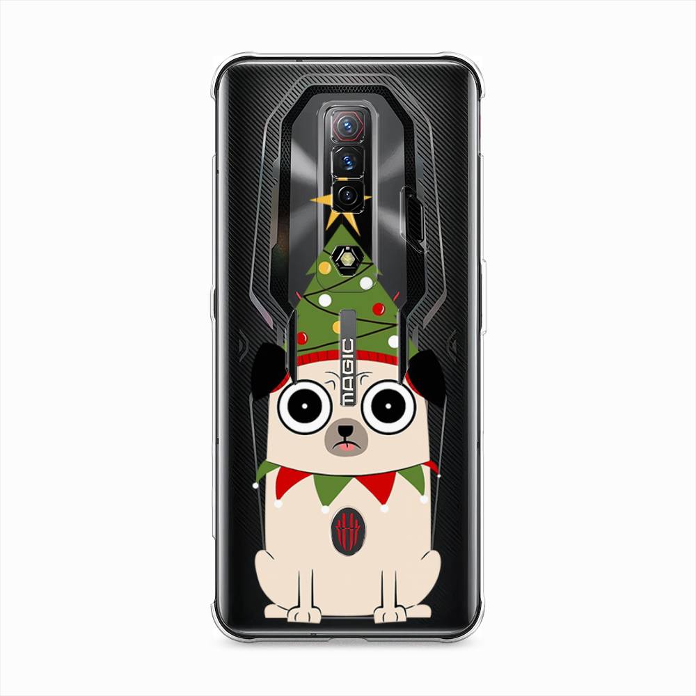 

Чехол на ZTE Nubia Red Magic 7S "Собачка с ёлочкой", Бежевый;красный;зеленый, 136350-1