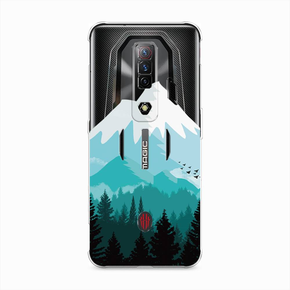

Чехол на ZTE Nubia Red Magic 7S "Синяя снежная гора", Белый;голубой, 136350-2