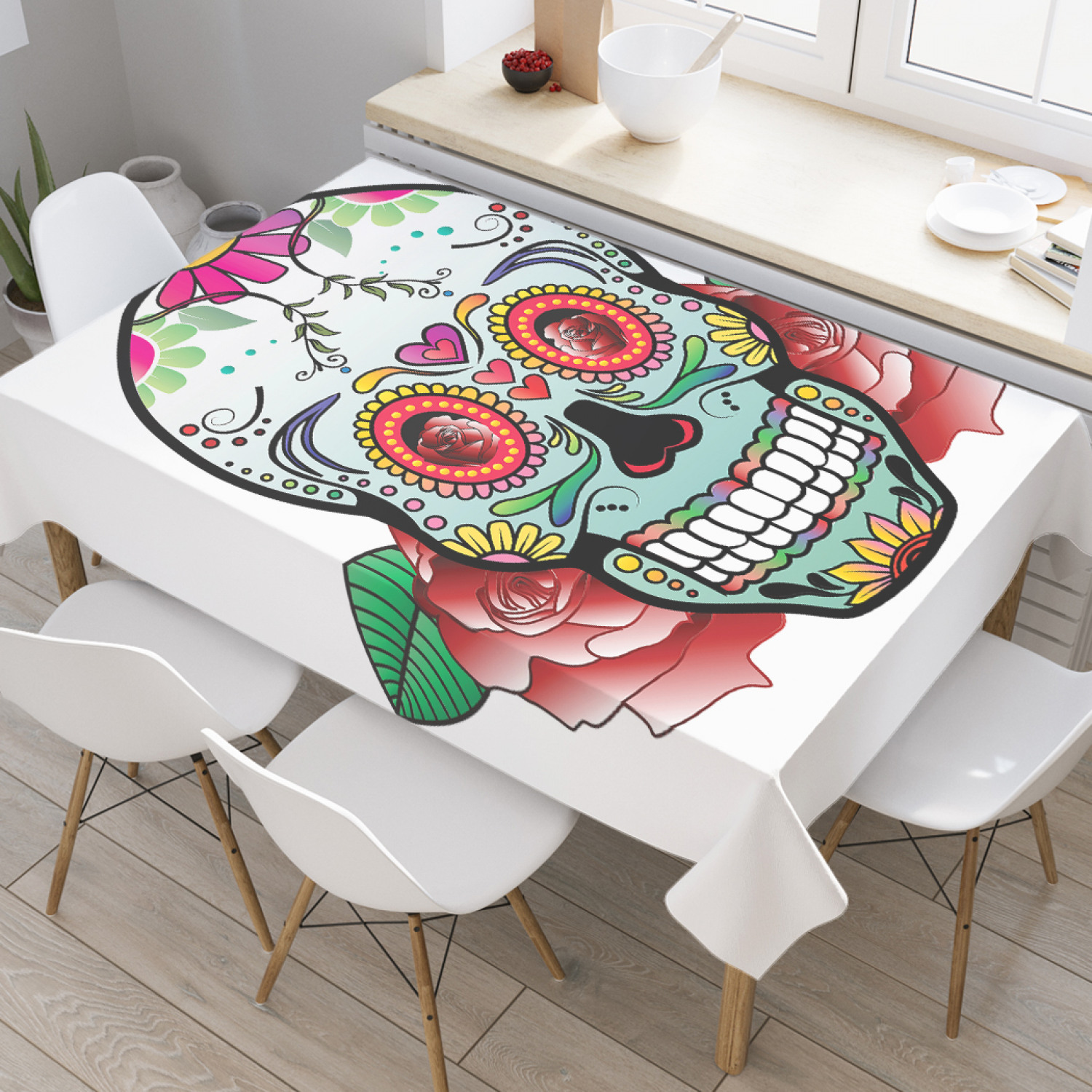 

Скатерть прямоугольная JoyArty "Племенной череп" из оксфорда, 120x145 см, Белый, Племенной череп