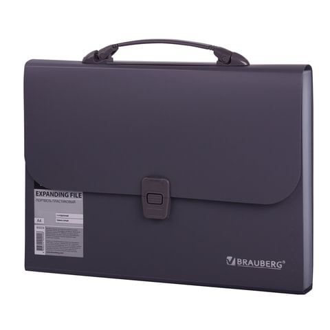 

Папка-портфель Brauberg Comfort А4 13 отделений пластик индекс темно-серая 12шт, Серый
