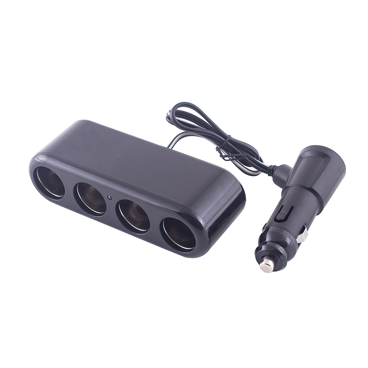 Разветвитель прикуривателя SKYWAY 4 гнезда + USB черный, предохранитель 10А, USB 1A S02301