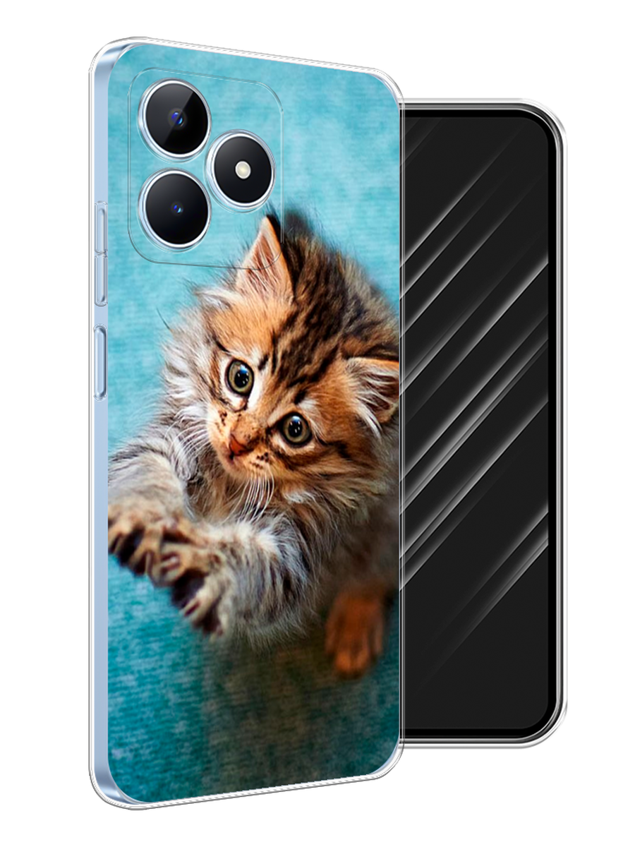 

Чехол Awog на Realme C60 "Котенок просит есть", Бирюзовый;коричневый;белый, 2516550-1