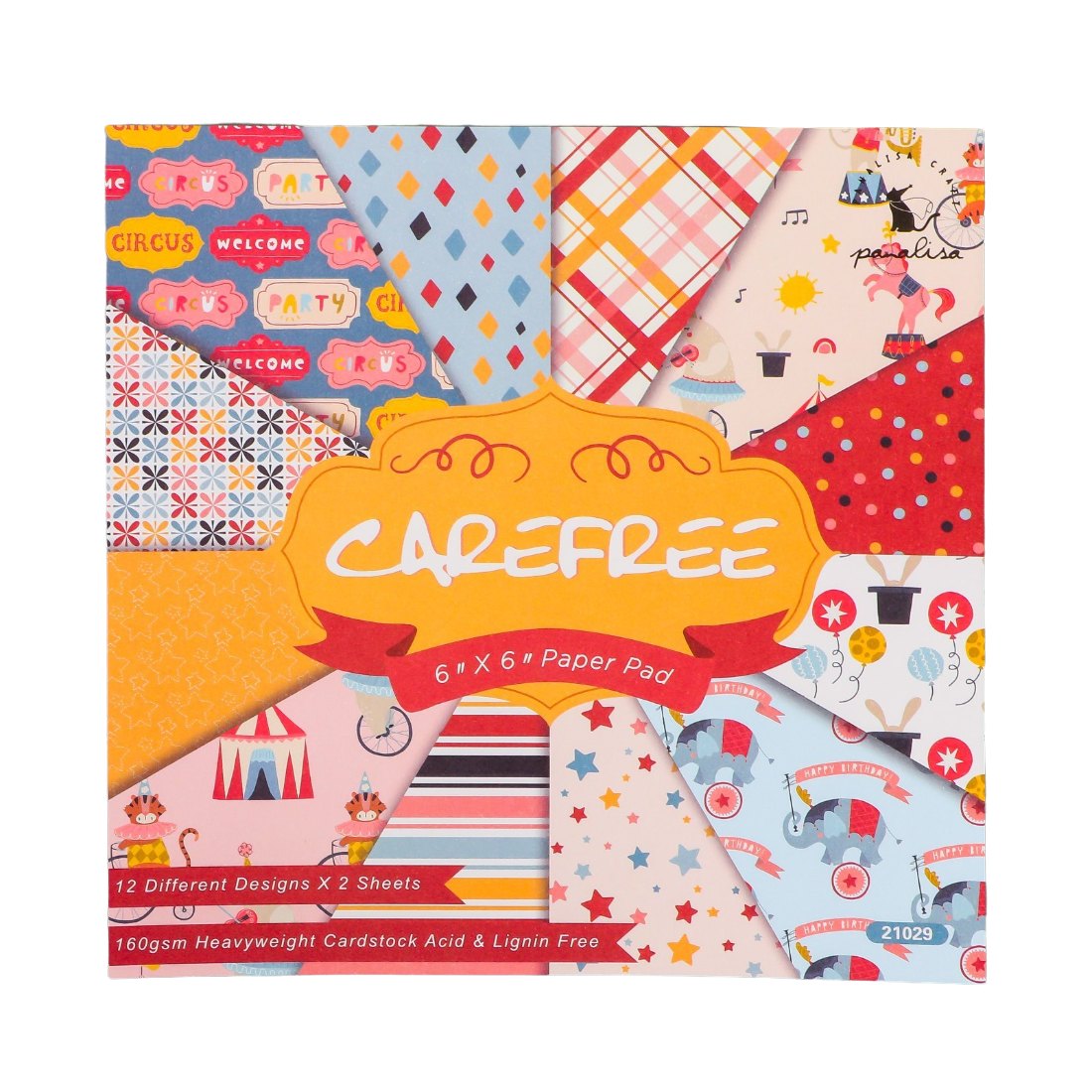 

Набор бумаги для скрапбукинга 24 листа 12 дизайнов Цирк 160 гр 152х152 см