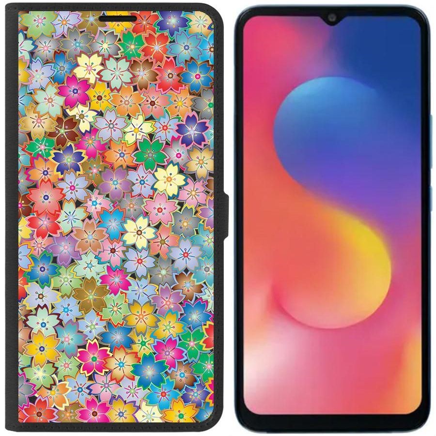 

Чехол-книжка Eco для Infinix Hot 20i Цветочный паттерн 4 (черный)
