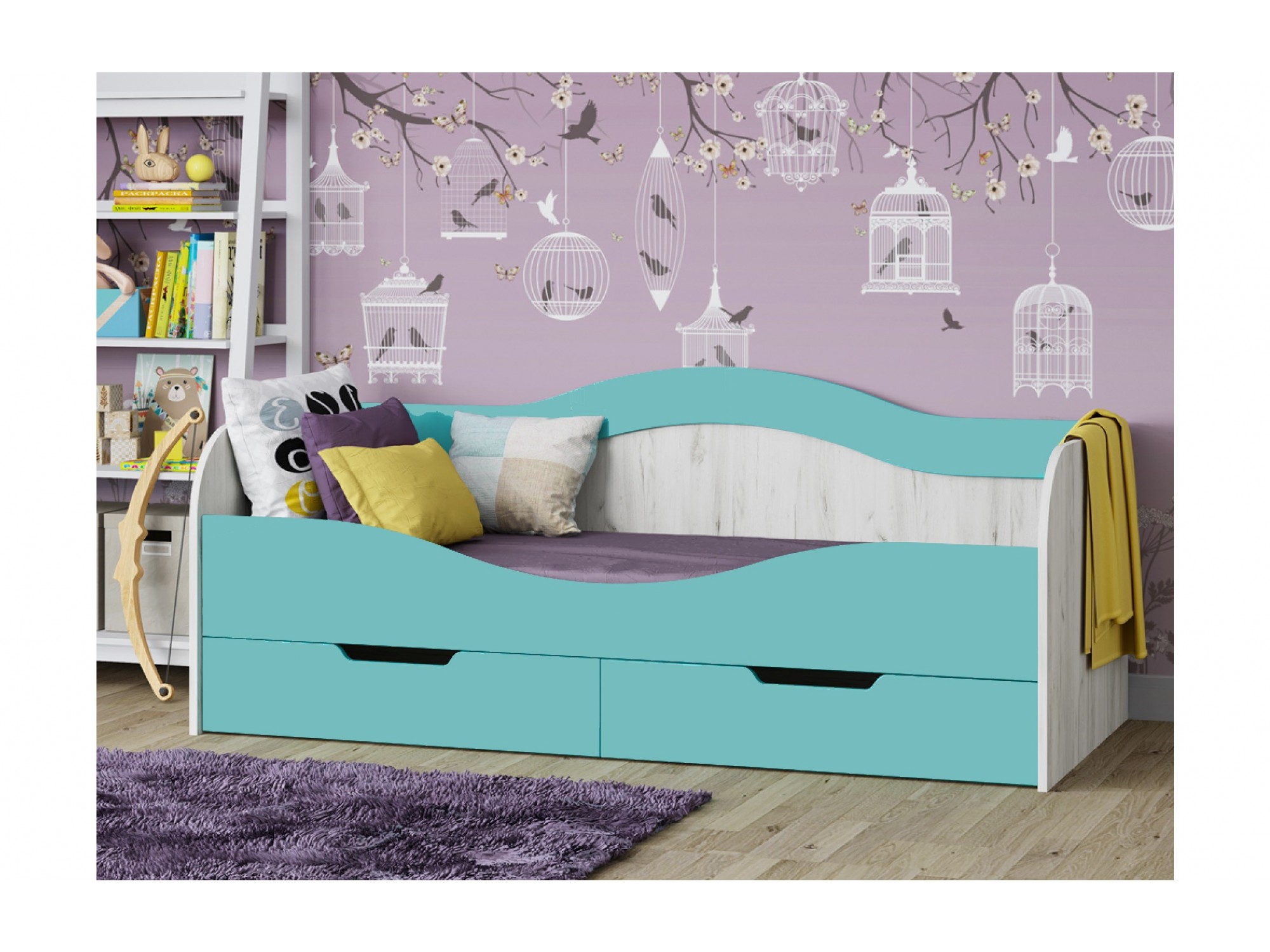 

Юниор-15 МДФ Кровать №1 80х160 (Крафт белый, Белый глянец)