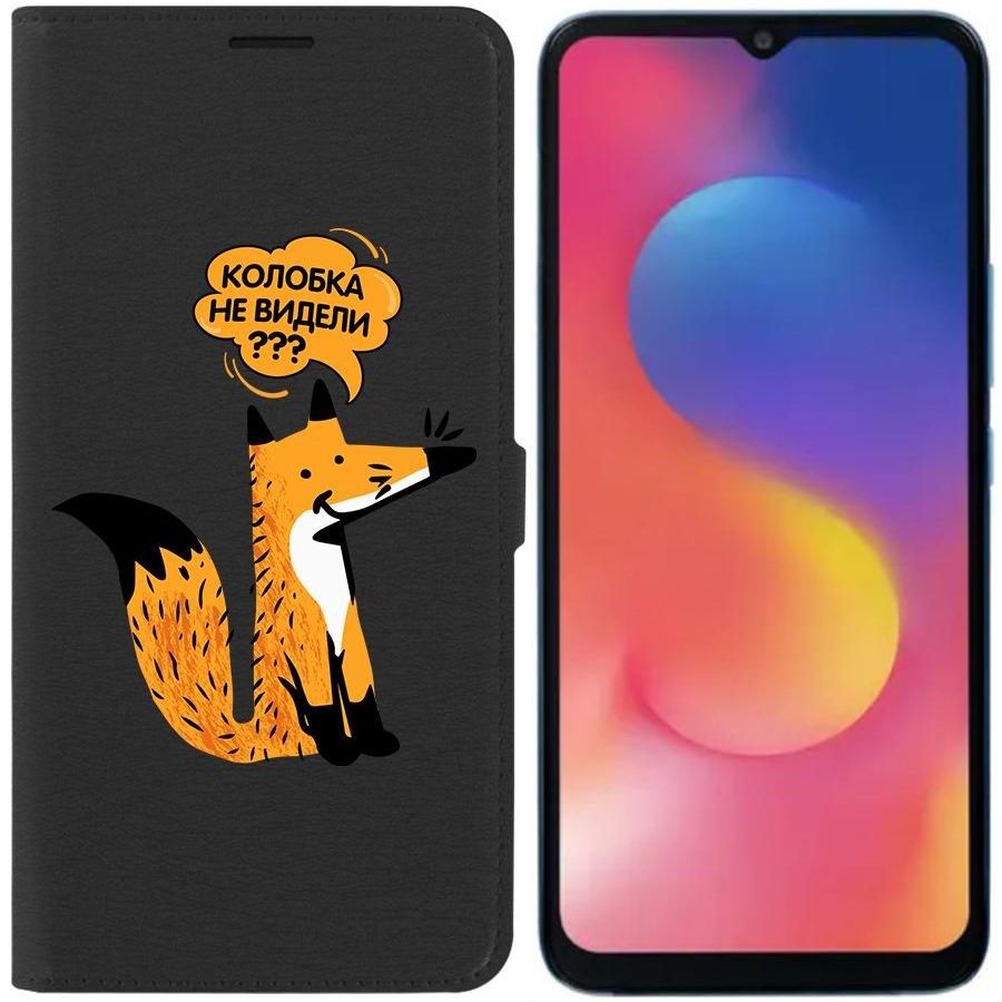 Чехол-книжка Eco для Infinix Hot 20i Лиса (черный)