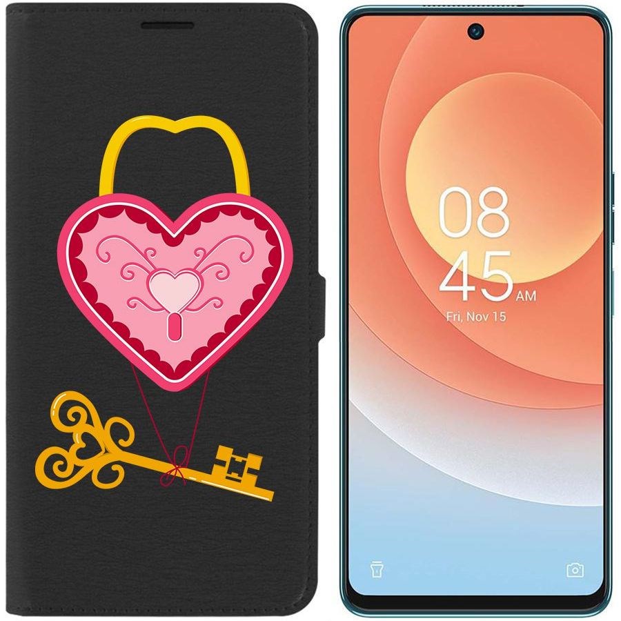 

Чехол-книжка Eco для Tecno Camon 19 Pro Ключ от сердца (черный)