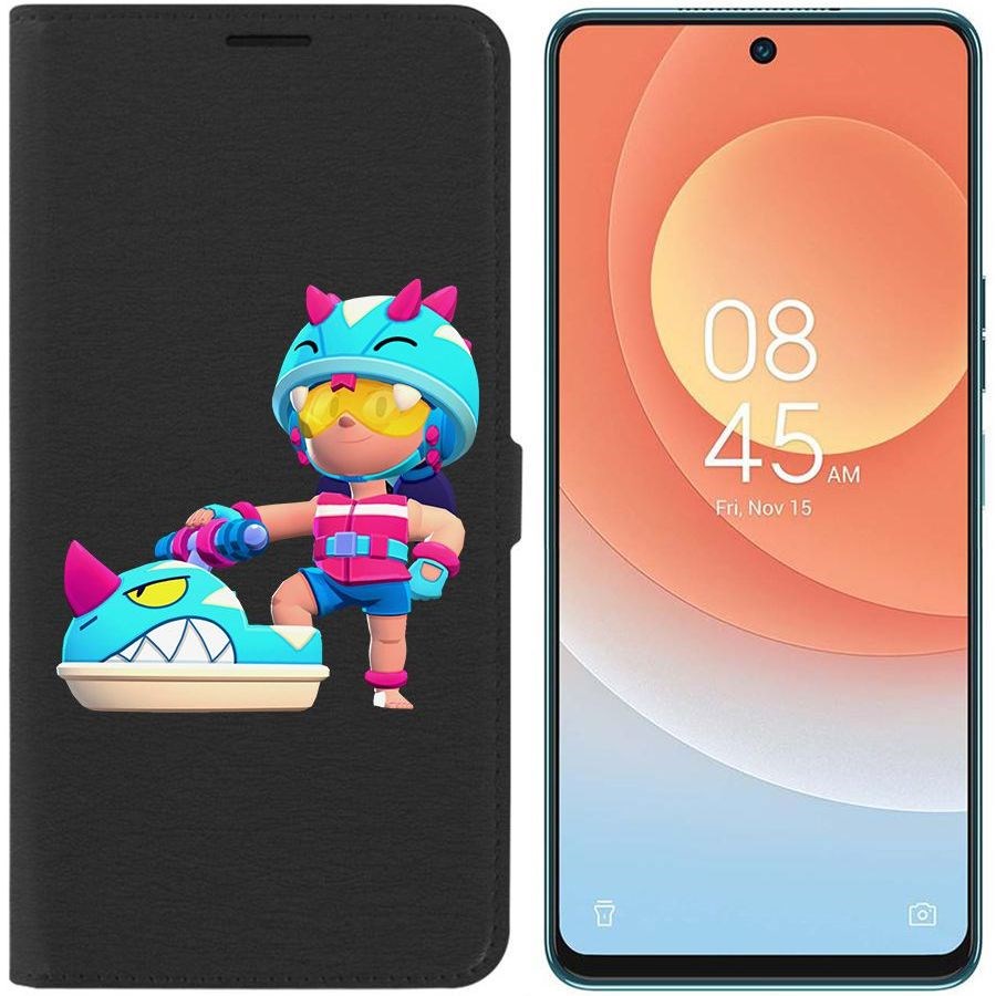 

Чехол-книжка Eco для Tecno Camon 19 Pro Brawl Stars-Аквабайкер Джеки (черный)