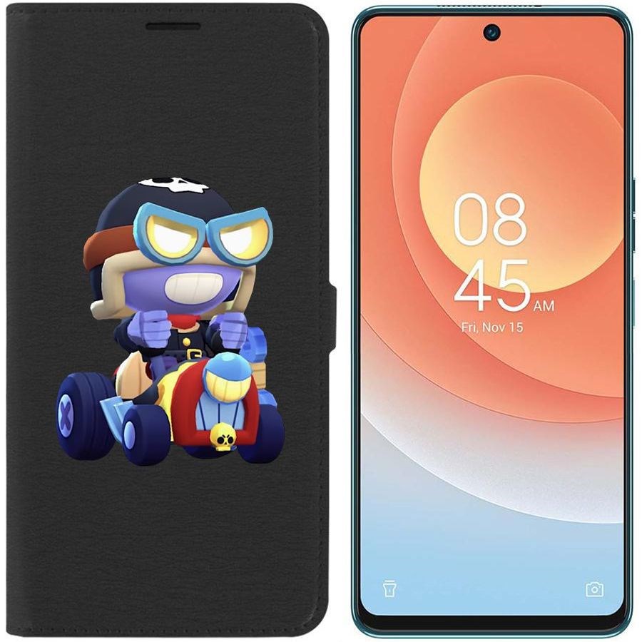 

Чехол-книжка Eco для Tecno Camon 19 Pro Brawl Stars-Безумный Карл (черный)