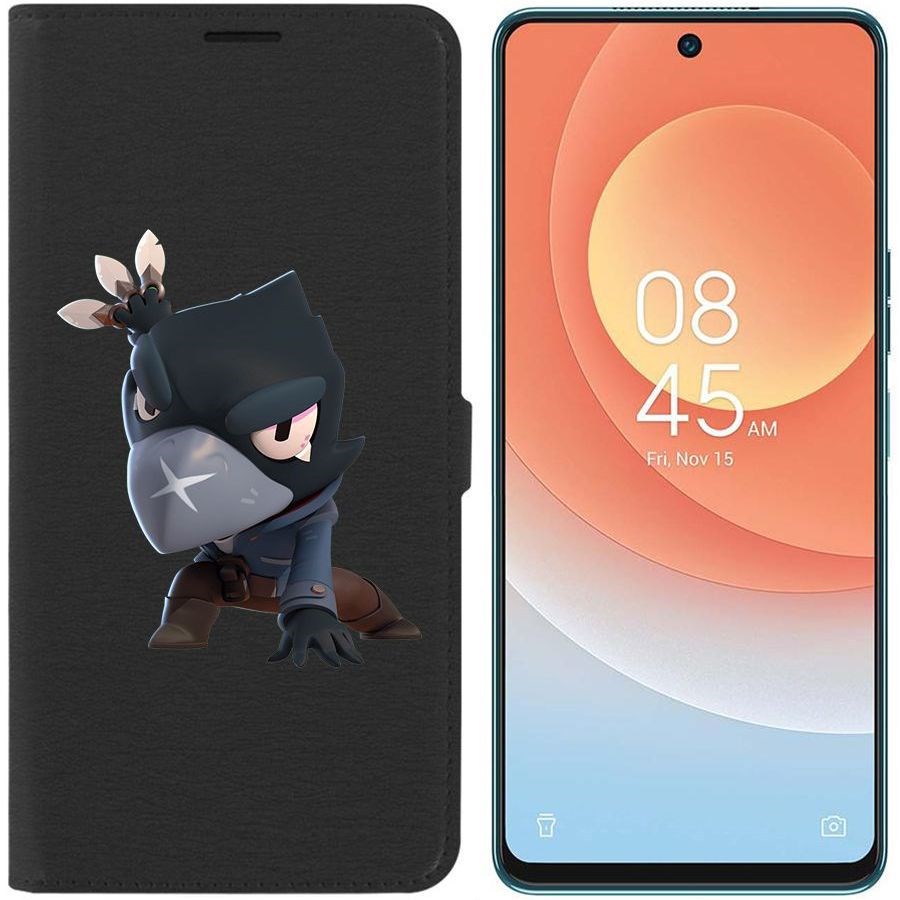 

Чехол-книжка Eco для Tecno Camon 19 Pro Brawl Stars-Ворон (черный)