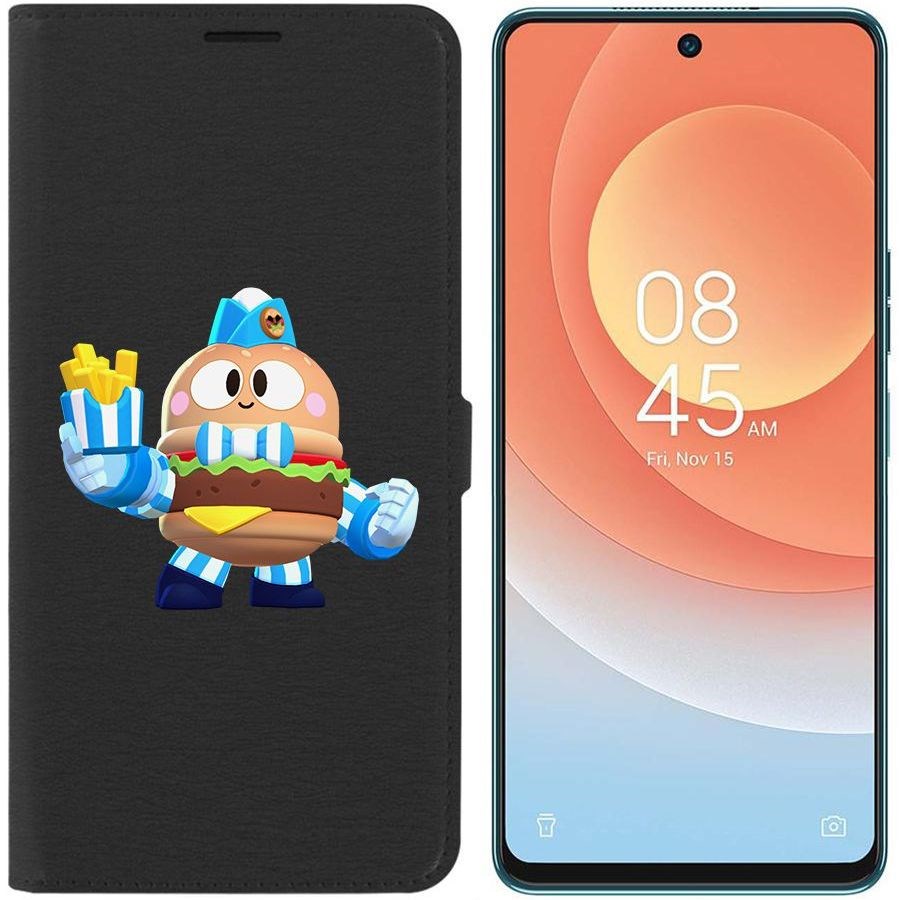 

Чехол-книжка Eco для Tecno Camon 19 Pro Brawl Stars-Бургер Лу (черный)