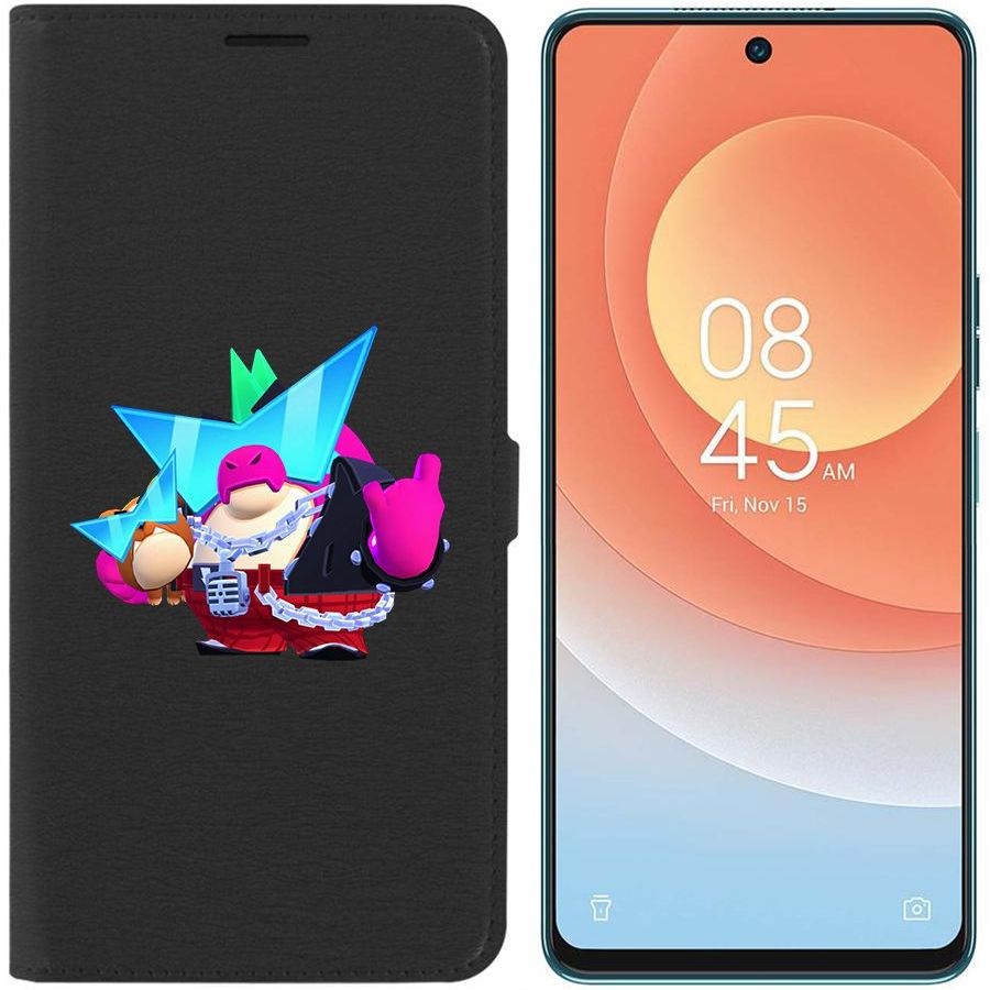 

Чехол-книжка Eco для Tecno Camon 19 Pro Brawl Stars-Плохиш Базз (черный)