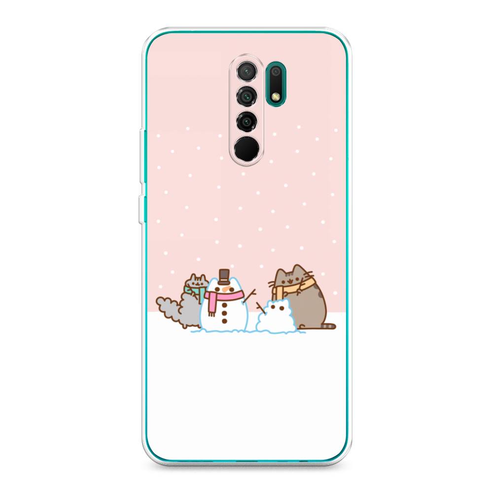 

Чехол для Xiaomi Redmi 9 "Котики в снегу", Розовый;белый;серый, 38350-5