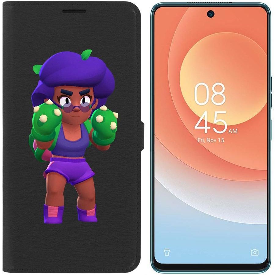 

Чехол-книжка Eco для Tecno Camon 19 Pro Brawl Stars-Роза (черный)