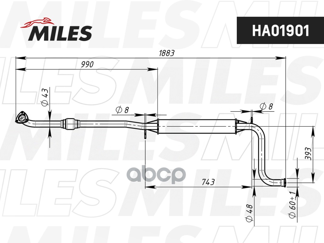 

Резонатор Лада 1118 Kalina С Гофрой Miles арт. ha01901