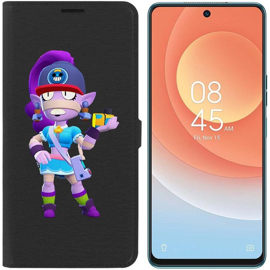 

Чехол-книжка Eco для Tecno Camon 19 Pro Brawl Stars-Суперфанатка Эмз (черный)