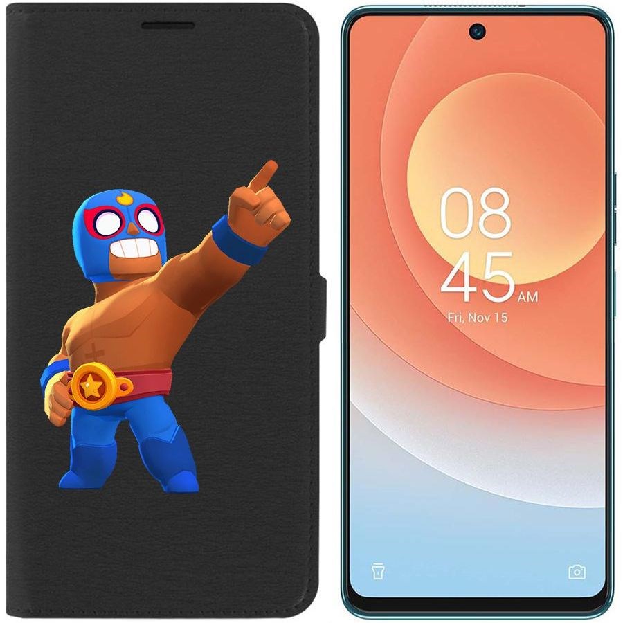 

Чехол-книжка Eco для Tecno Camon 19 Pro Brawl Stars-Эль Примо (черный)