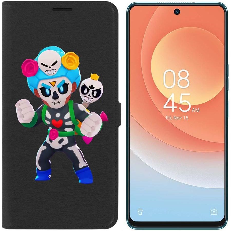 

Чехол-книжка Eco для Tecno Camon 19 Pro Brawl Stars-Хэллоуинская Роза (черный)