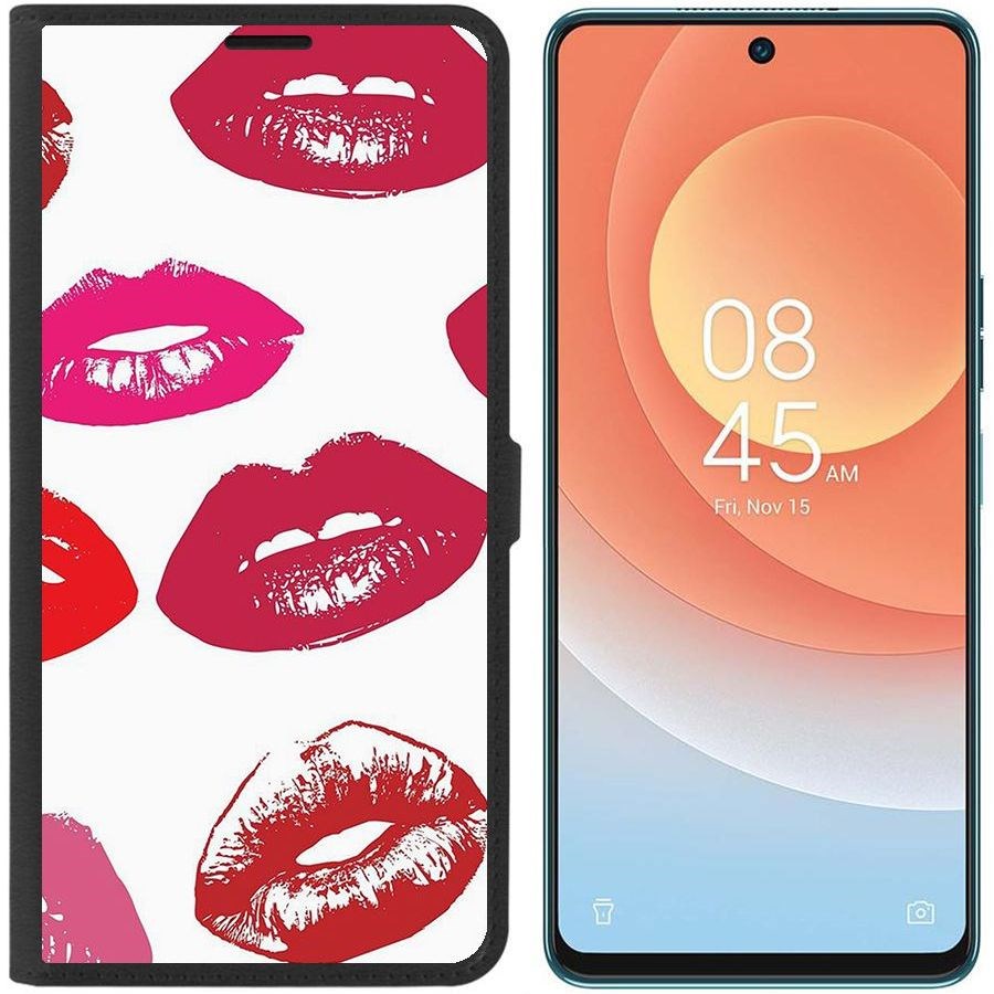 

Чехол-книжка Eco для Tecno Camon 19 Pro Губы паттерн 2 (черный)