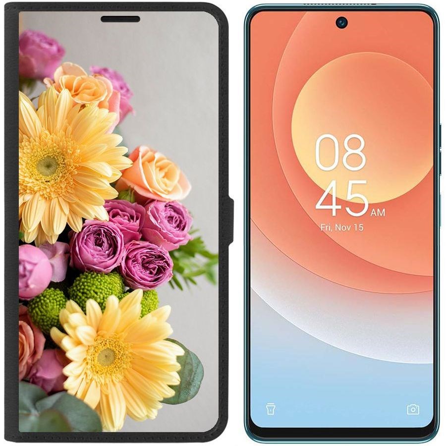 

Чехол-книжка Eco для Tecno Camon 19 Pro Букет (черный)