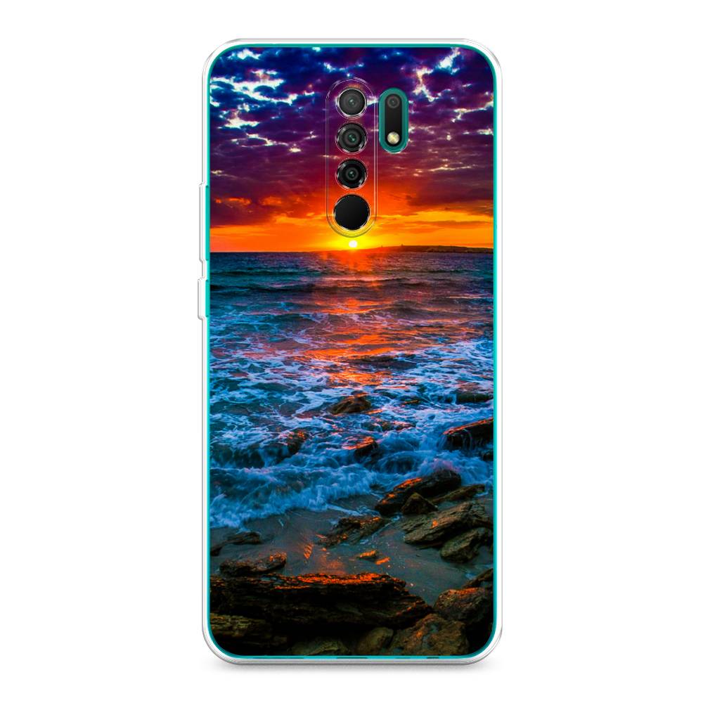 

Чехол на Xiaomi Redmi 9 "Закат 1", Оранжевый;синий, 38350-2