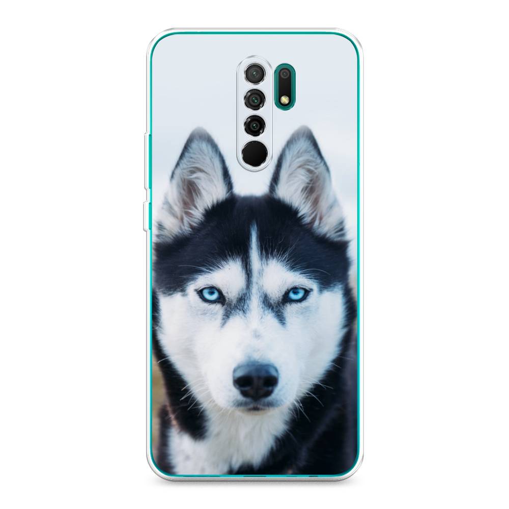 

Чехол на Xiaomi Redmi 9 "Хаски 2", Синий;белый, 38350-1
