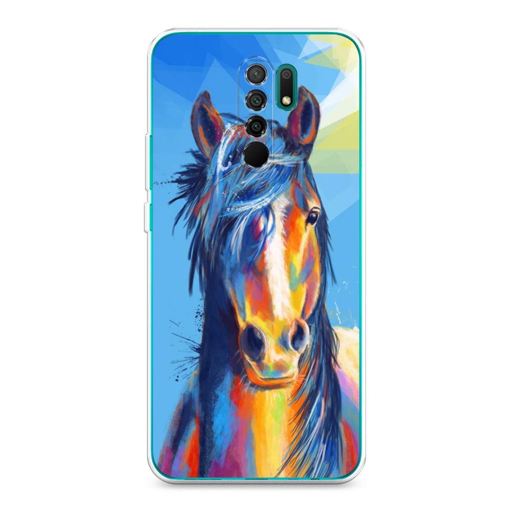 

Чехол для Xiaomi Redmi 9 "Лошадь арт 3", Голубой;желтый;синий, 38350-1