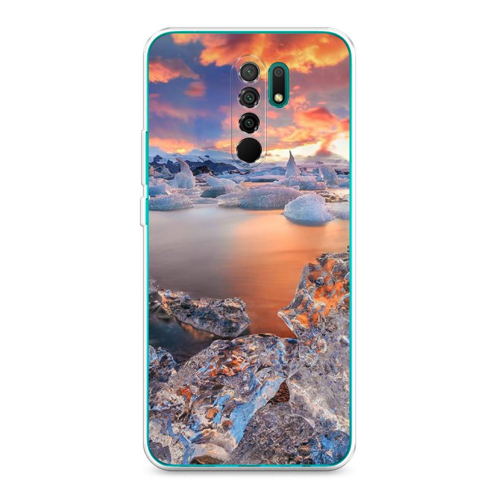 

Чехол на Xiaomi Redmi 9 "Ледники", Синий;оранжевый, 38350-2