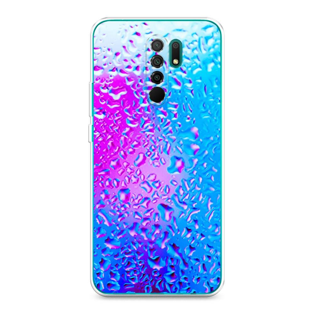 

Чехол на Xiaomi Redmi 9 "Капли на стекле", Голубой;розовый, 38350-3