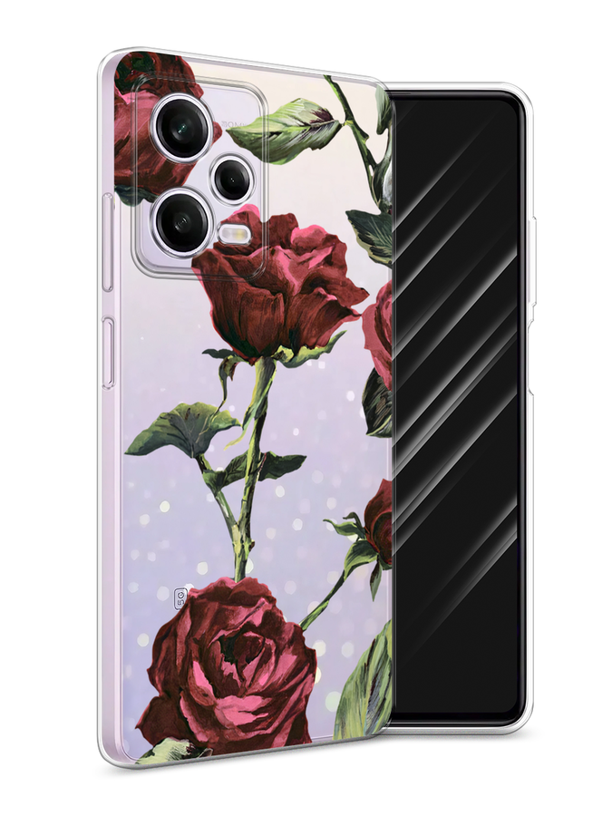 

Чехол Awog на Xiaomi Redmi Note 12 Pro "Бордовые розы фон", Красный, 317050-8