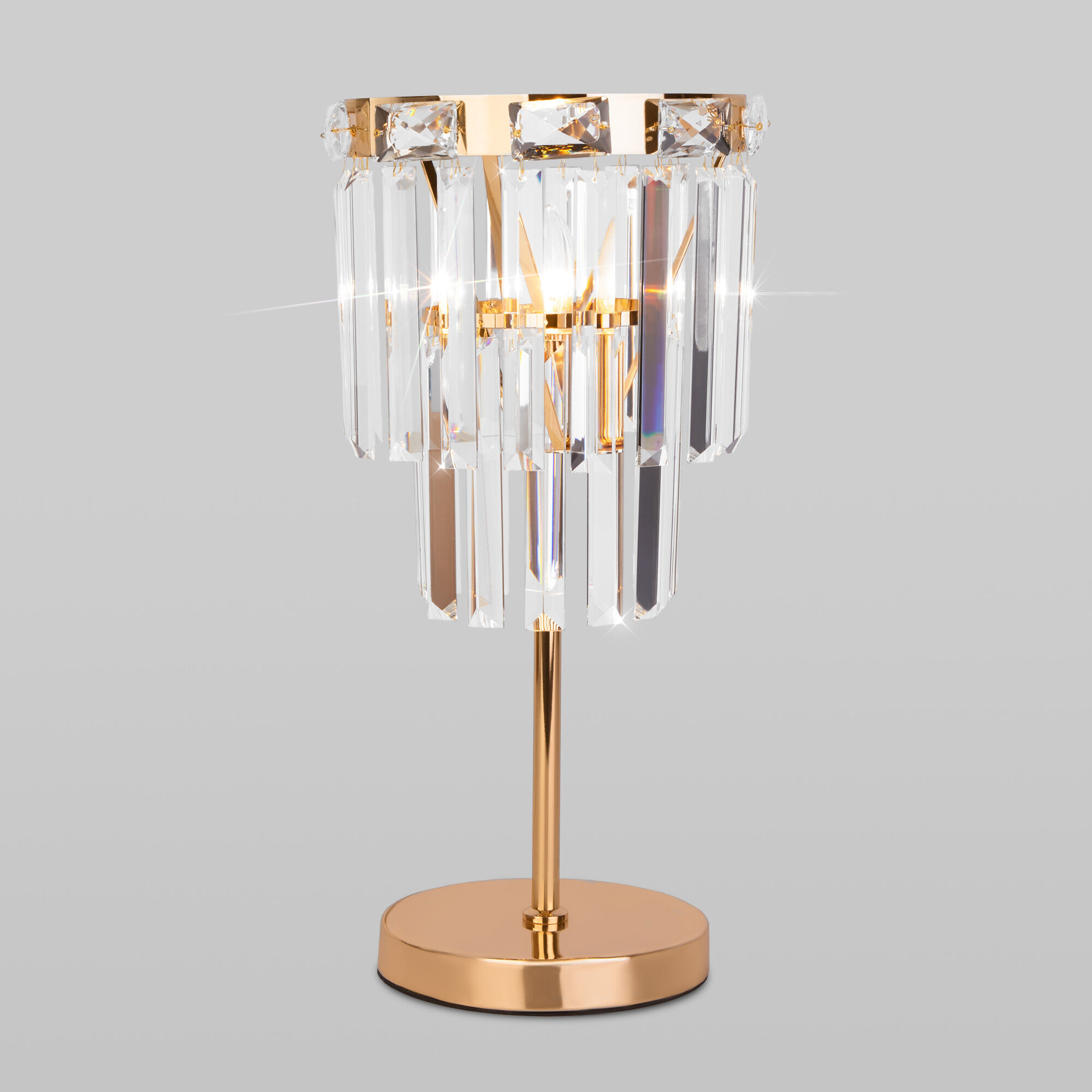 фото Настольная лампа eurosvet elegante 01136/1 золото с прозрачным хрусталем strotskis e14