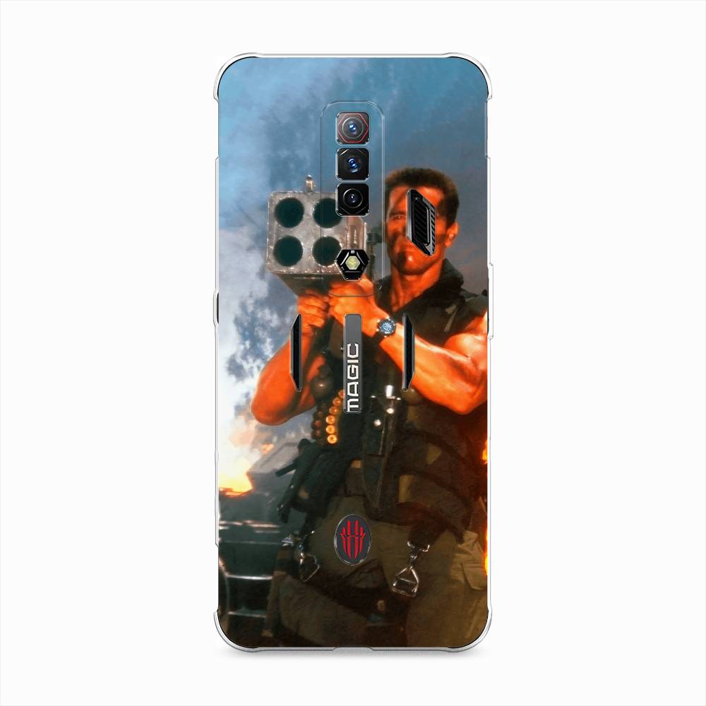 

Чехол на ZTE Nubia Red Magic 7S "Арнольд Шварцнеггер с базукой", Голубой;коричневый, 136350-6