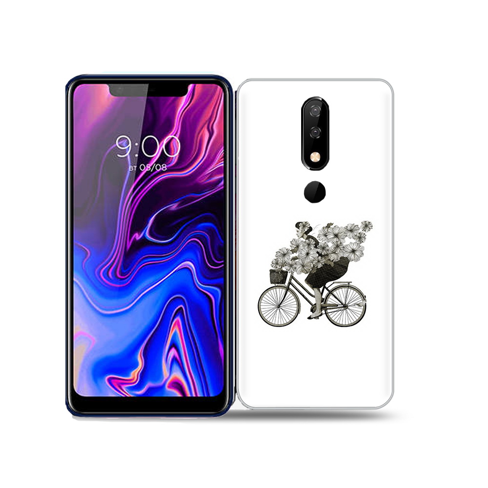 Чехол MyPads Tocco для BQ 5732L девушка на велосипеде с цветами