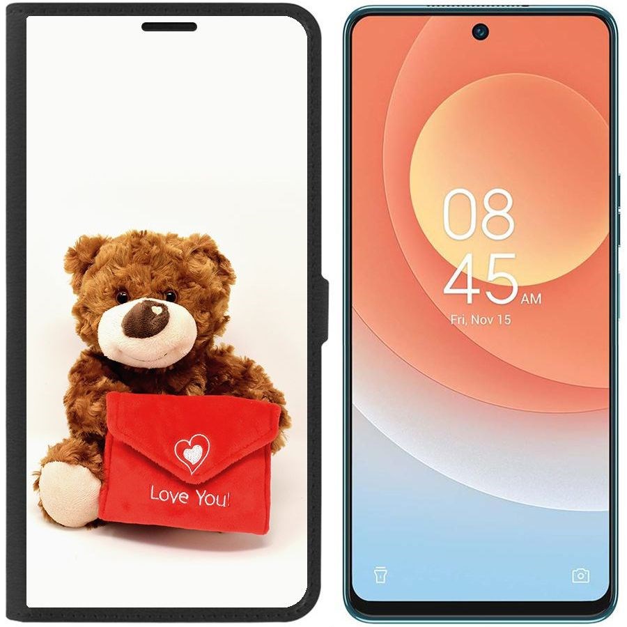 

Чехол-книжка Eco для Tecno Camon 19 Pro Медвежонок тебя любит (черный)