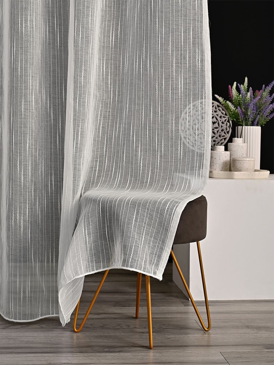 

Однотонный тюль под лен с утяжелителем A&H 200x220 см 1 шт на шторной ленте, 1109