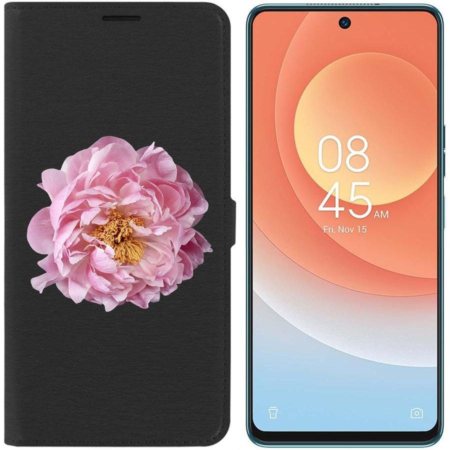 

Чехол-книжка Eco для Tecno Camon 19 Pro Розовый пион (черный)