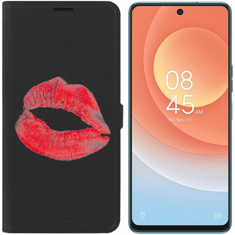 

Чехол-книжка Eco для Tecno Camon 19 Pro След помады (черный)