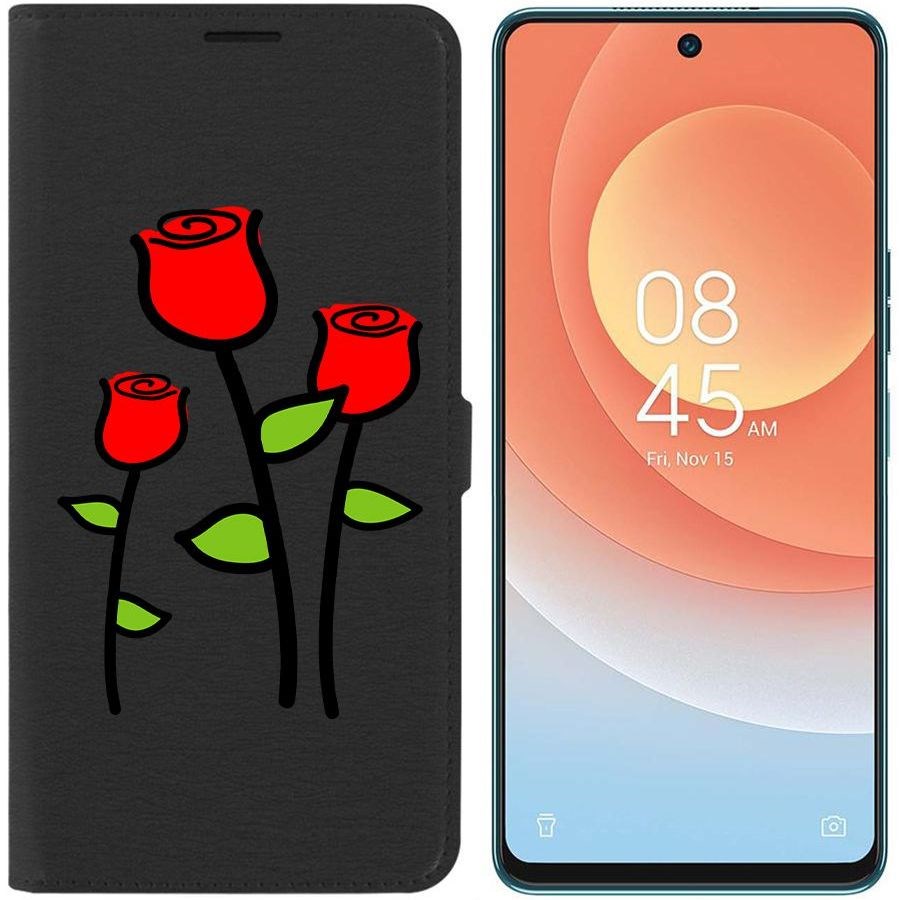 

Чехол-книжка Eco для Tecno Camon 19 Pro Розочки (черный)