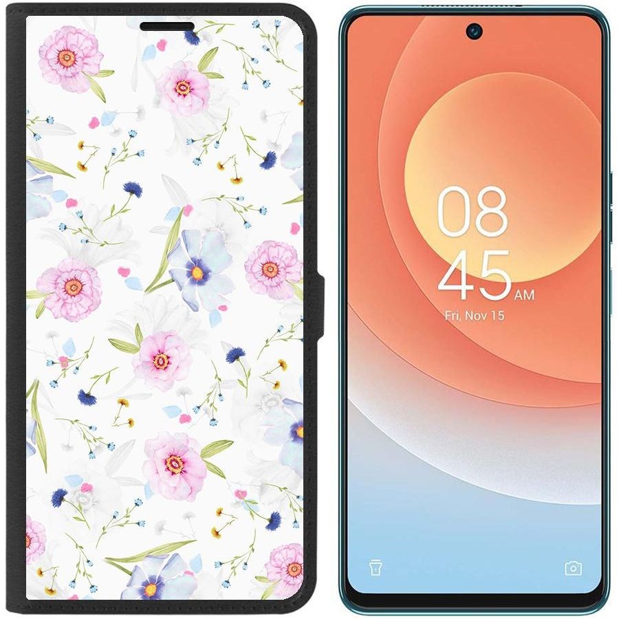 

Чехол-книжка Eco для Tecno Camon 19 Pro Цветочный паттерн 3 (черный)