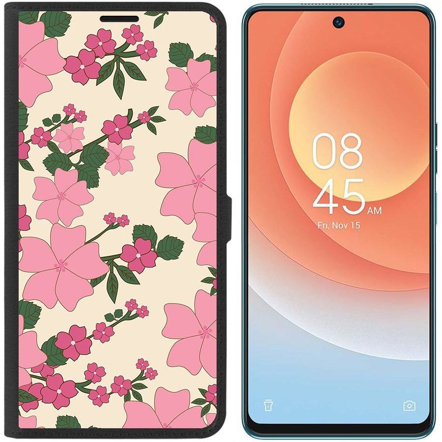 

Чехол-книжка Eco для Tecno Camon 19 Pro Цветочный паттерн 1 (черный)