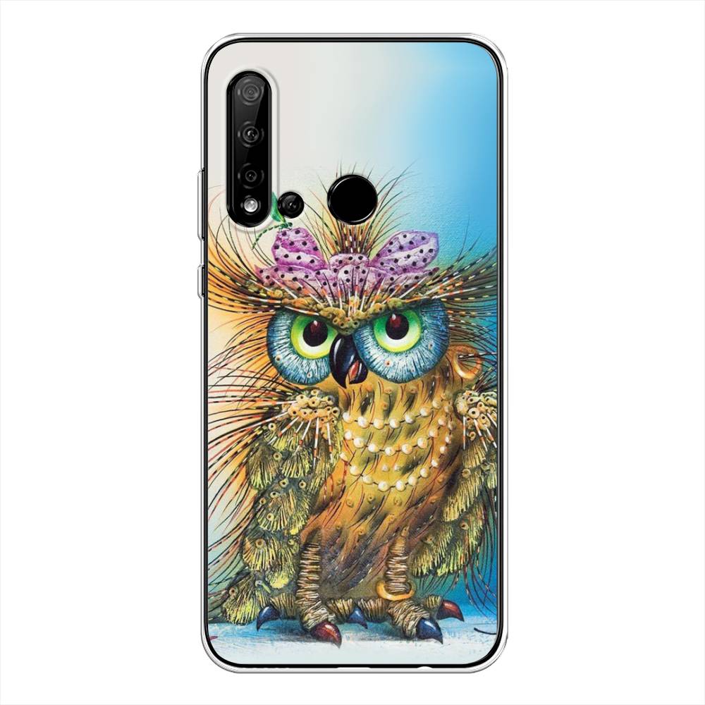 

Чехол на Huawei P20 Lite 2019 "Модная сова", Коричневый;голубой, 69750-1