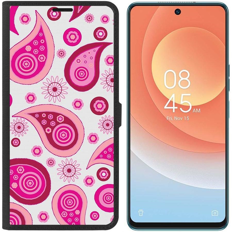 

Чехол-книжка Eco для Tecno Camon 19 Pro Цветочный паттерн 9 (черный)