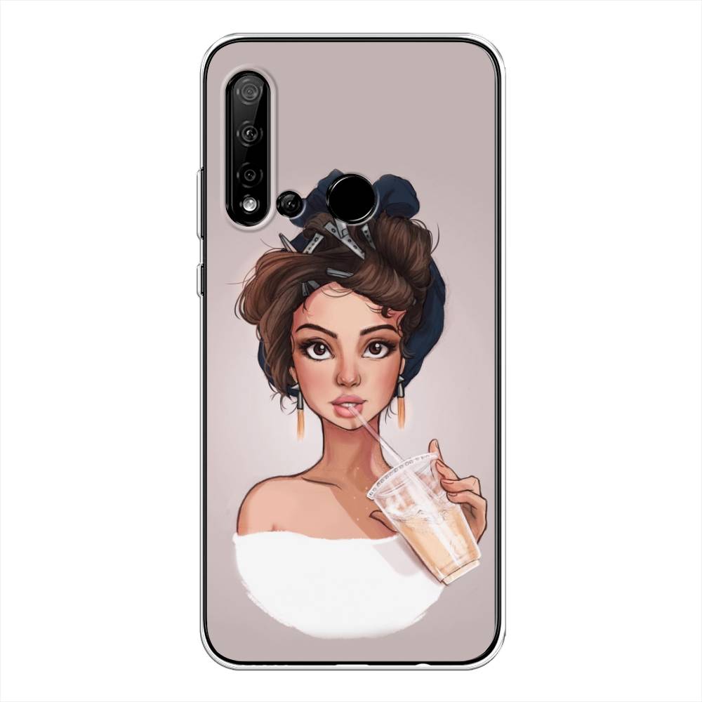 

Чехол на Huawei P20 Lite 2019 "Девушка с фраппе", Серый, 69750-6