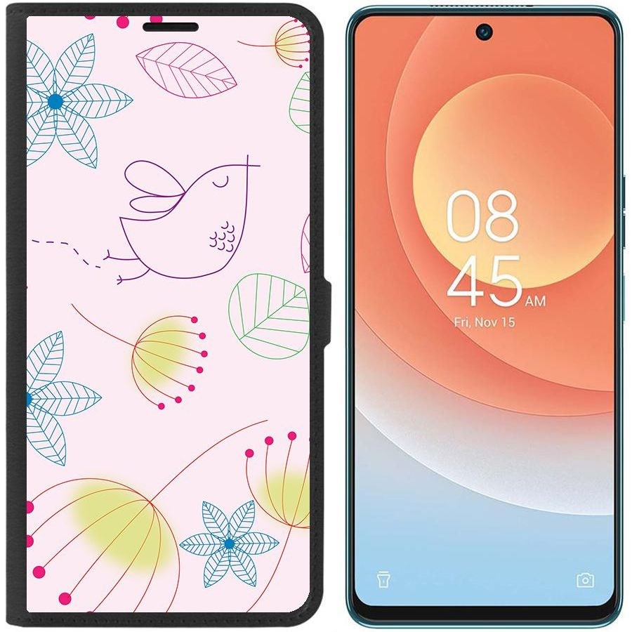 

Чехол-книжка Eco для Tecno Camon 19 Pro Цветочный паттерн 5 (черный)