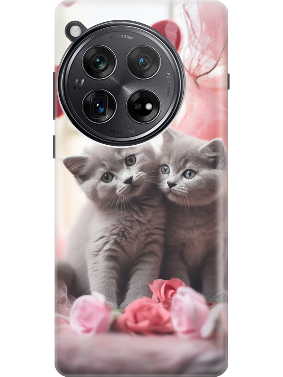

Силиконовый чехол на OnePlus 12 с рисунком "Котики и сердечки", Красный;серый, 20012114