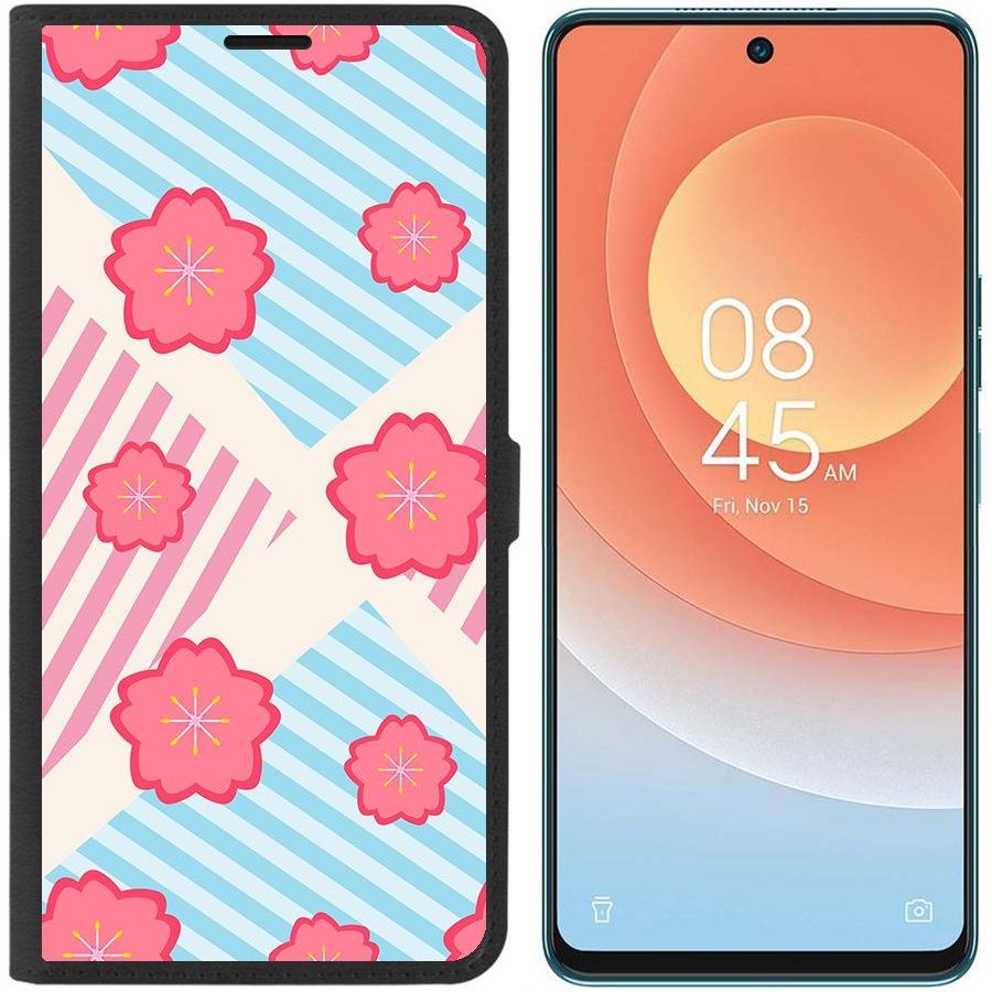

Чехол-книжка Eco для Tecno Camon 19 Pro Цветочный паттерн 10 (черный)