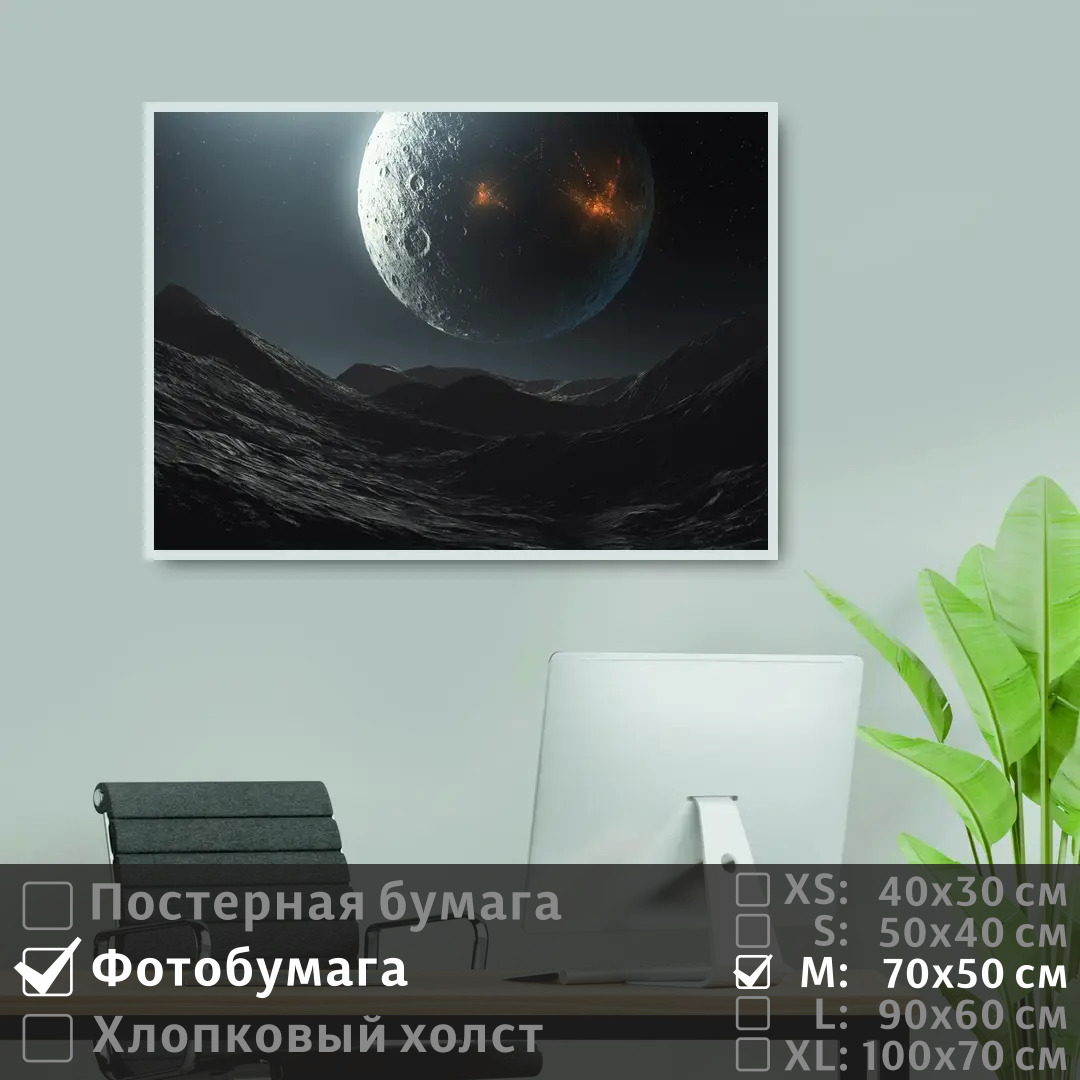 

Постер на фотобумаге ПолиЦентр Луна в космической галактике 70х50 см, ЛунаВКосмическойГалактике