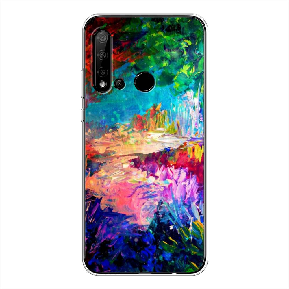 

Чехол на Huawei P20 Lite 2019 "Лес-гуашь", Синий;розовый;зеленый, 69750-4
