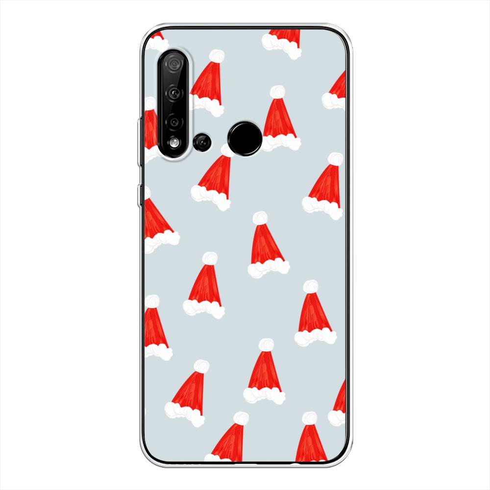 

Чехол на Huawei P20 Lite 2019 "Новогодние шапочки", Белый;красный;серый, 69750-5