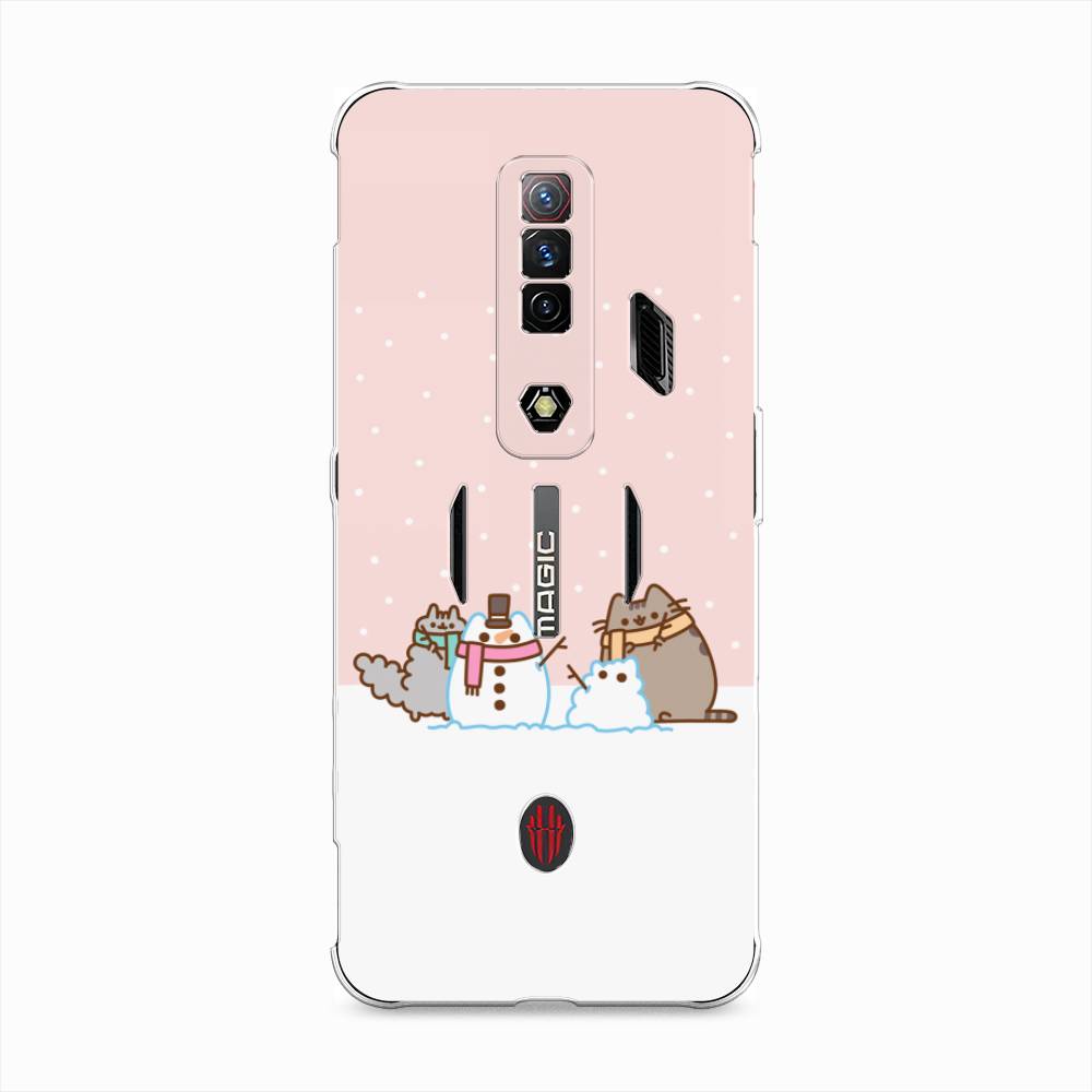

Чехол на ZTE Nubia Red Magic 7S "Котики в снегу", Розовый;белый;серый, 136350-5